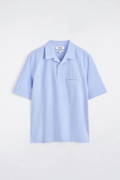 Cos Oxford Cotton Popover Shirt In Light Blue