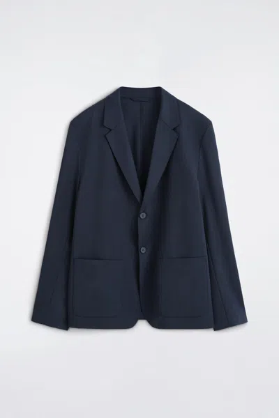 Cos Packable Single-breasted Blazer In Navy