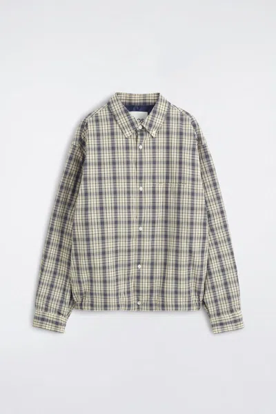 Cos Padded Checked Cotton Overshirt In Navy