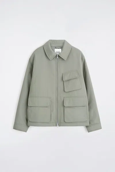Cos Padded Nylon Harrington Jacket In Gray