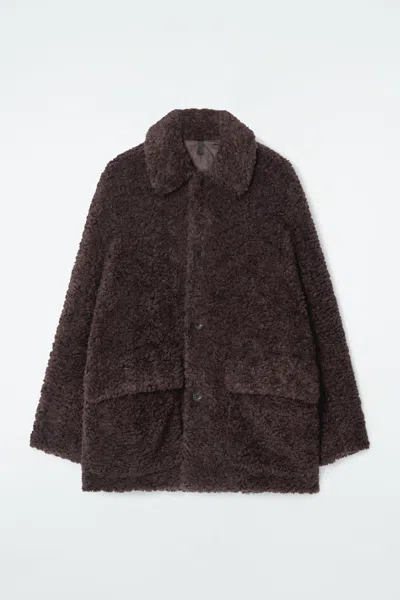 Cos Padded Teddy Jacket In Brown
