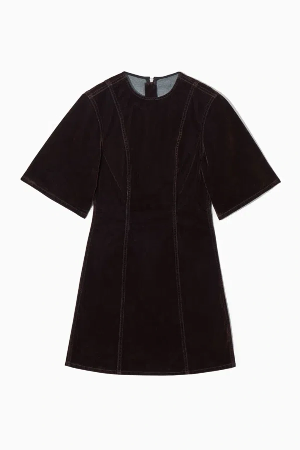 Cos Panelled Denim Mini Dress In Brown | ModeSens