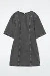 Cos Panelled Denim Mini Dress In Black