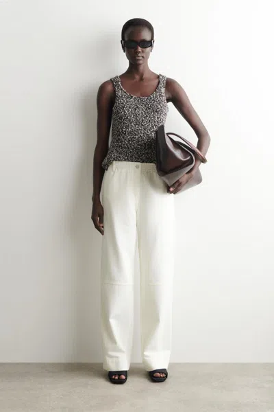 Cos Panelled Denim Wide-leg Trousers In White