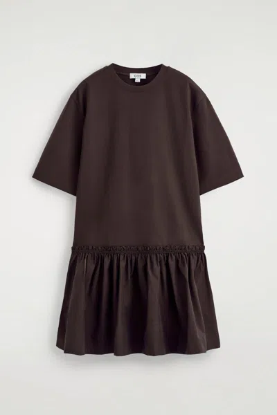 Cos Panelled Dropped-waist Mini Dress In Black