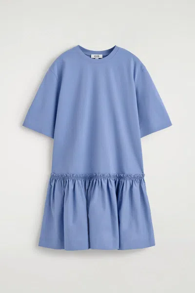 Cos Panelled Dropped-waist Mini Dress In Blue