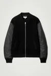 Cos Panelled Merino Wool Bomber Jacket In Black