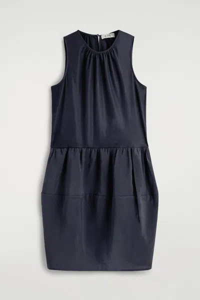 Cos Panelled Mini Dress In Blue