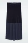 Cos Panelled Pleated Column Maxi Skirt In Blue