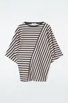 Cos Panelled Striped T-shirt In Black