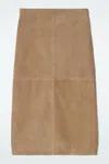 Cos Panelled Suede Drawstring Midi Skirt In Beige