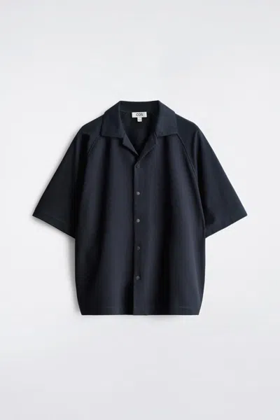 Cos Panelled Utility Shirt In Navy In Black