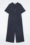 Cos Panelled V-neck Jumpsuit In Blue