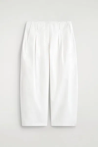Cos Pantalon À Plis Et Jambe Ballon En Coton In White