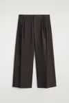 Cos Pantalon Large À Plis En Laine In Brown