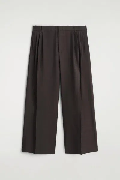 Cos Pantalon Large À Plis En Laine In Brown