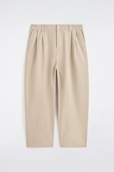 Cos Pantaloni Barrel In Denim Con Pinces In Sand