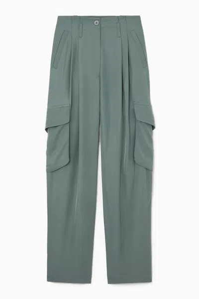 Cos Paperbag Utility Trousers In Green