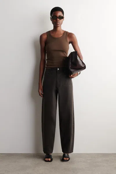 Cos Patch-pocket Straight-leg Jeans In Brown