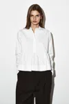 Cos Peplum Cotton Shirt In White