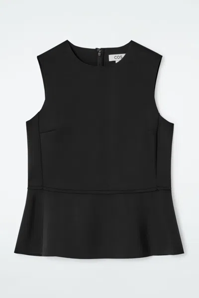 Cos Peplum Scuba Tank Top In Black