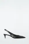 Cos Perforated Leather Slingback Heels In Black