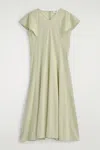 Cos Petal-sleeve Cotton Midi Dress In Green