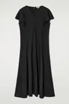 Cos Petalsleeve Cotton Midi Dress In Nero