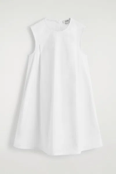 Cos Picot-trimmed Pleated Mini Dress In White