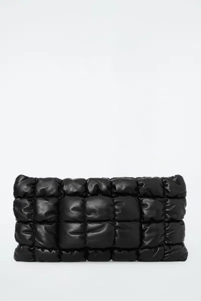 Cos Pillow Oversized Quilted Clutch - Leather In Black