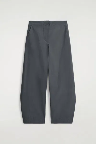 Cos Pima Cotton Barrel-leg Pants In Gray