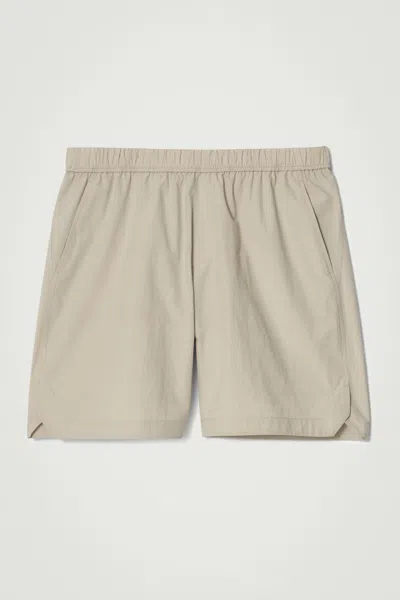 Cos Pima Cotton Elasticated Shorts In Beige