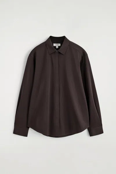 Cos Pima Cotton-jersey Shirt In Brown