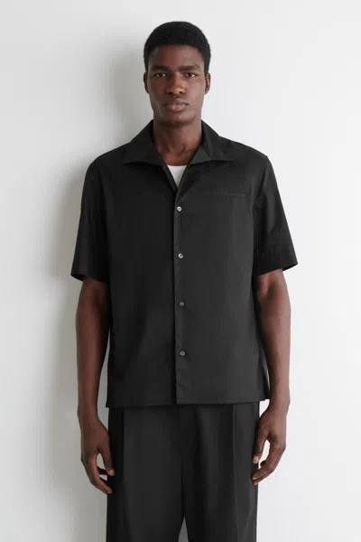 Cos Pima Cotton Resort Shirt In Black