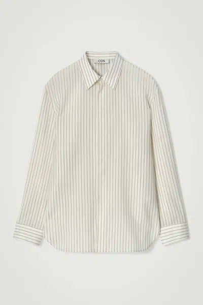 Cos Pinstriped Cotton-silk Shirt In Beige
