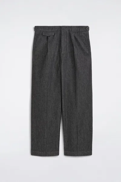 Cos Pinstriped Denim Relaxed-fit Wide-leg Trousers In Noir