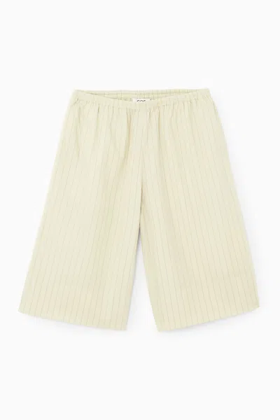Cos Pinstriped Knee-length Shorts In Beige