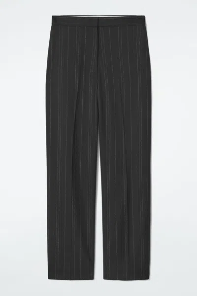 Cos Pinstriped Tailored Pants In Black