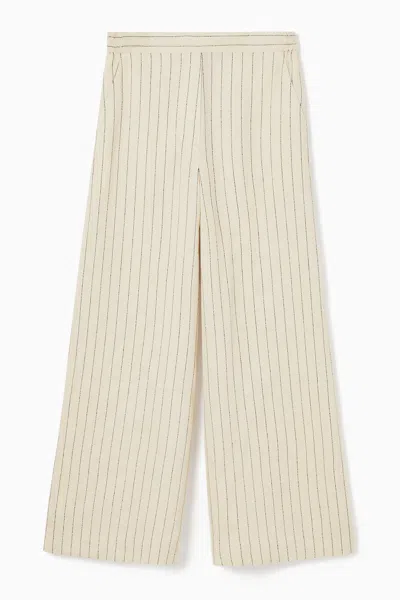 Cos Pinstriped Wide-leg Trousers In Beige In Neutral
