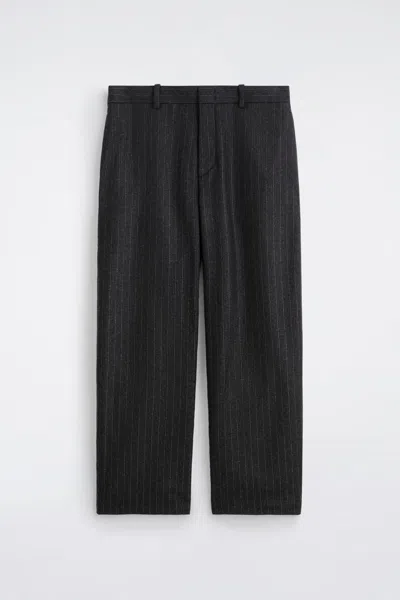 Cos Pinstriped Wool Relaxed-fit Tapered Trousers In Grey In Gray