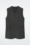 Cos Pinstriped Wool Waistcoat In Grey