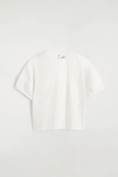 Cos Pintucked Cotton Blouse In White