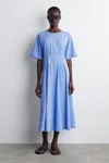 Cos Pintucked Cotton Midi Dress