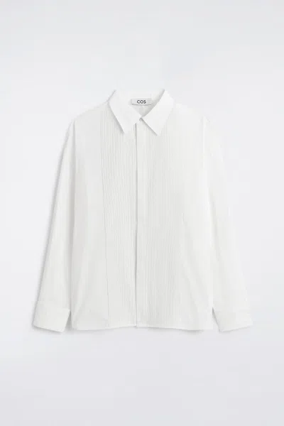 Cos Camicia Da Smoking In Cotone Con Nervature In Bianco