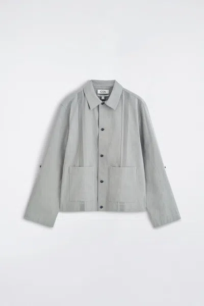 Cos Pintucked Cotton-linen Overshirt In Grey In Gray