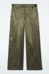 Cos Pintucked Satin Utility Pants In Green
