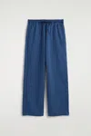 Cos Piped Striped Drawstring Pants In Blue