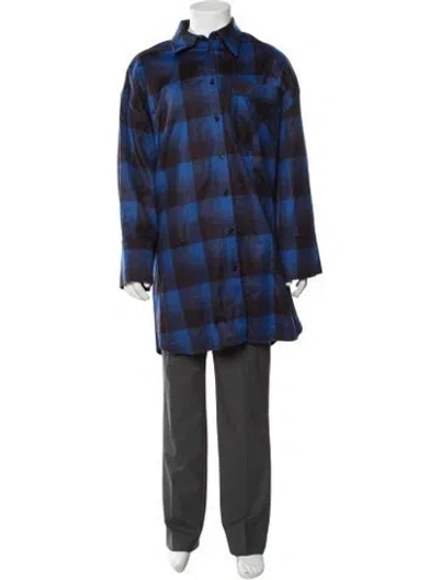 Pre-owned Cos Plaid Print Jacket W/ Tags In Blue