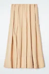 Cos Pleated A-line Midi Skirt In Beige