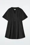 Cos Pleated A-line Mini Dress In Black